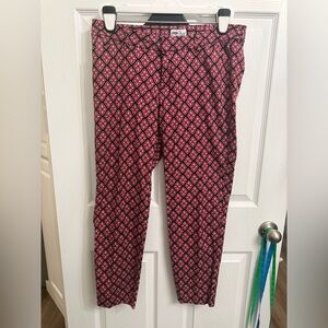 Old Navy Pixie Ankle Pants Womens 12 Red Floral Stretch Skinny Geometric Black
